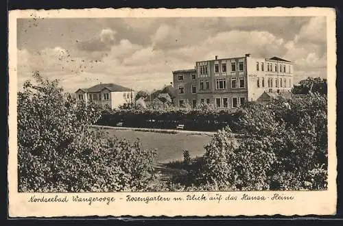 AK Wangerooge /Nordsee, Rosengarten mit Blick auf das Hanse-Haus