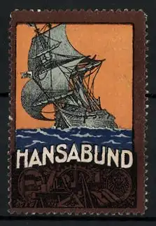 Reklamemarke Hansabung - Wochenzeitschrift, Segelschiff