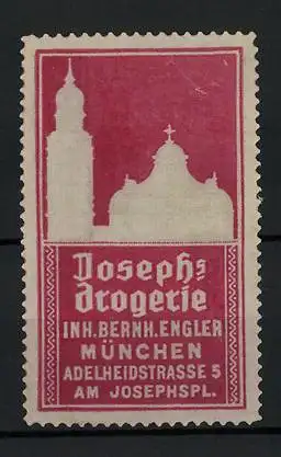 Präge-Reklamemarke Joseph's Drogerie, Inh. Bernh. Engler, Adelheidstrasse 5, München