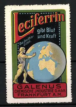 Reklamemarke Leciferrin - Ovo-Lecithin-Eisen, gibt Blut und Kraft, Chemische Industrie Galenus, Frankfurt a. M., Erde