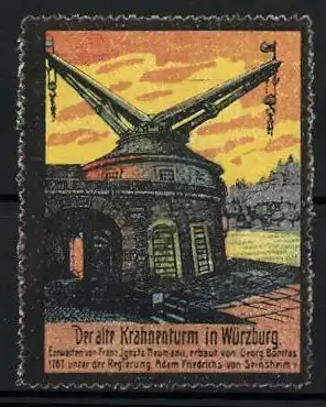 Reklamemarke Würzburg, der alte Krahnenturm