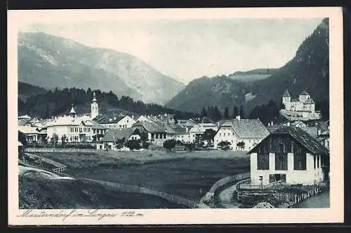 AK Mauterndorf im Lungau, Ortsansicht mit Berglandschaft