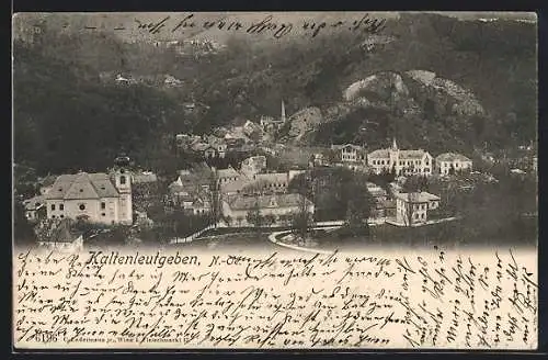 AK Kaltenleutgeben, Ortspartie mit Kirche