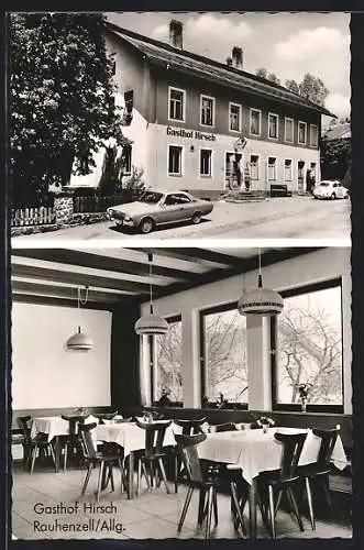 AK Rauhenzell / Allgäu, Gasthof Hirsch, Aussen- und Innenansicht