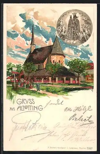 Lithographie Altötting, Wallfahrtskirche