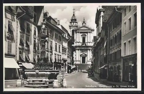 AK Solothurn, Hauptgasse und St. Ursen Kirche