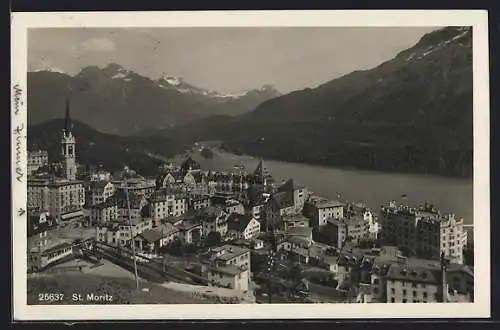 AK St. Moritz, Gesamtansicht aus der Vogelschau