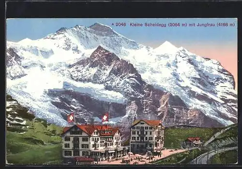 AK Kleine Scheidegg, Ortsansicht gegen die Jungfrau