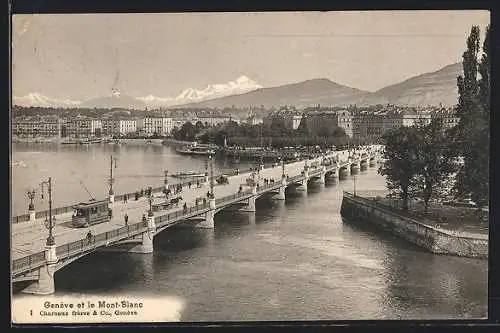 AK Genève, Vue sur le Mont-Blanc