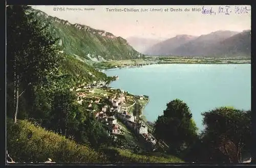 AK Territet-Chillon, Vue sur les Dents du Midi