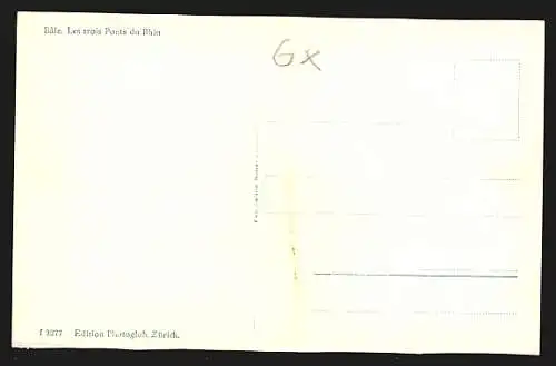 AK Basel, Panoramablick mit den drei Rheinbrücken