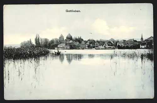 AK Gottlieben, Ortsansicht vom See aus