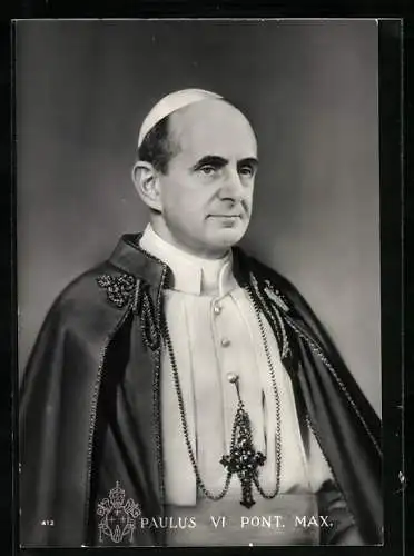 AK Papst Paul VI. im edlen Umhang mit grossem Kreuzanhänger