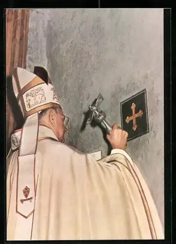 AK Il Papa Paolo VI apre la Porta Santa con il Martello offerto dagli addetti della Basilica di San Pietro
