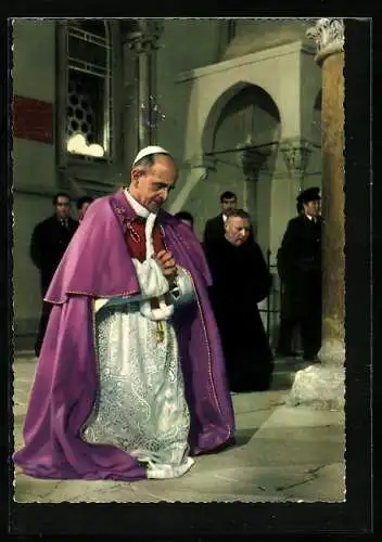 AK Papst Paul VI., auf Knien betend