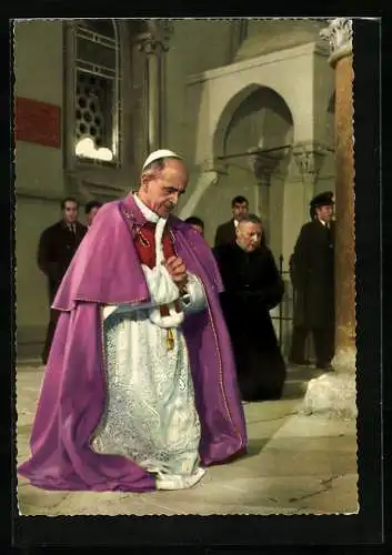 AK Papst Paul VI., auf Knien betend