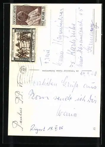 AK Papst Paul VI. in Soutane und rotem Umhang beim Segnen