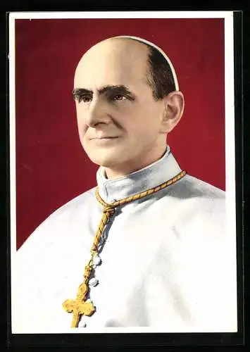 AK Portrait von Papst Paul VI. mit Kreuzkette