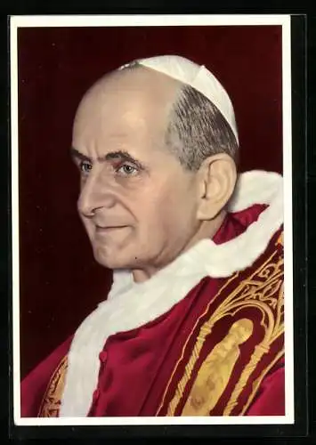 AK Papst Paul VI. im edlem Fanon mit Stola und seinem Pileolus