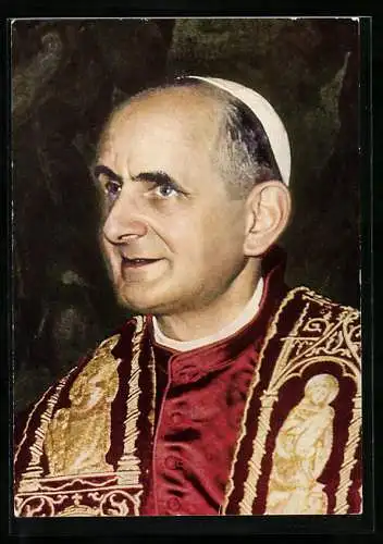 AK Papst Paul VI. lächelnd mit seinem Pileolus