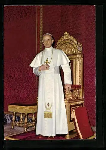 AK Paul VI. vor seinem Stuhl