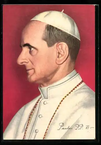 AK Papst Paul VI. aus dem Profil mit seinem Pileolus