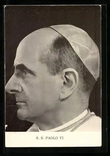 AK Papst Paul VI. im Profil mit seinem Pileolus