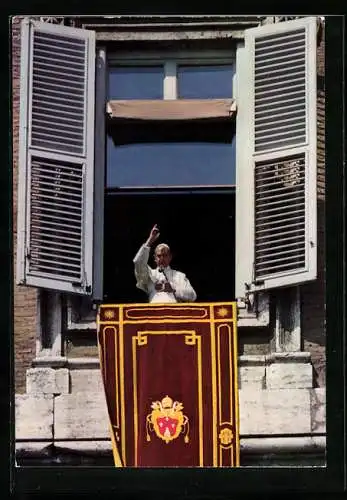 AK Papst Paul VI. bei einer Ansprache aus dem Fenster