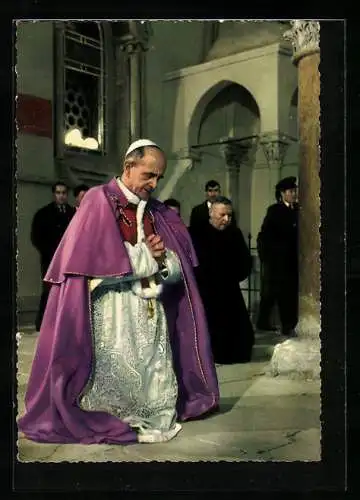 AK Papst Paul VI., auf Knien betend