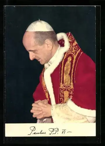 AK Papst Paul VI. im roten Fanon und seinem Pileolus