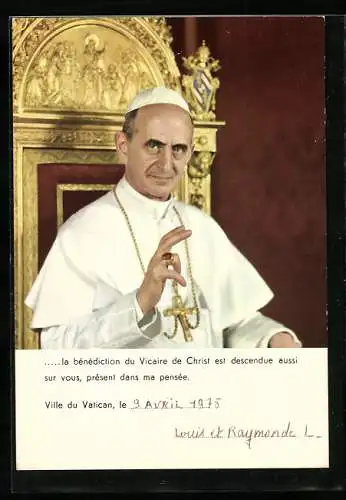 AK Papst Paul VI. sitzt auf dem Heiligen Stuhl