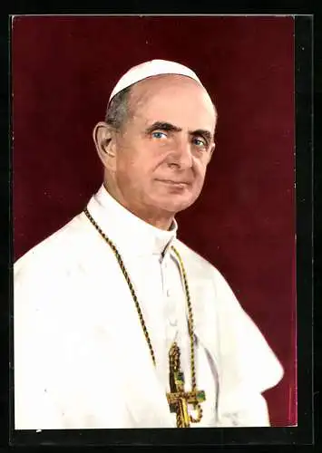 AK Papst Paul VI. mit seinem Pileolus und weissem Fanon