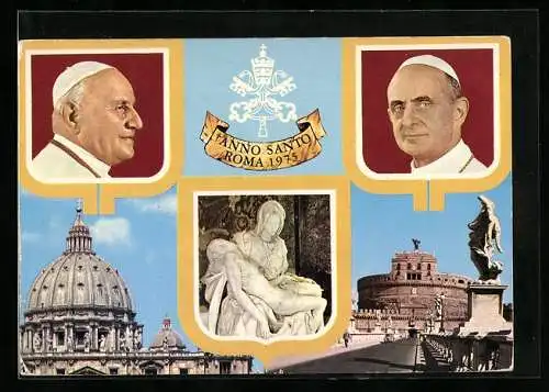 AK Papst Paul VI. und Papst Johannes XXIII., Petersdom, Jesusdarstellung