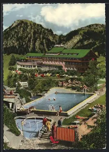 AK Hindelang-Bad Oberdorf, Das Kurhotel Luitpoldbad mit Schwimmbad