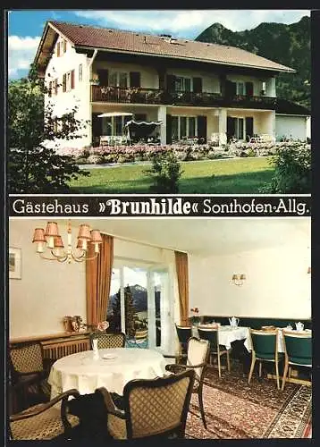 AK Sonthofen /Allgäu, Das Gästehaus Brunhilde mit Innenansicht