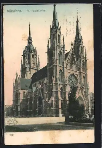 AK München, Blick zur St. Paulskirche