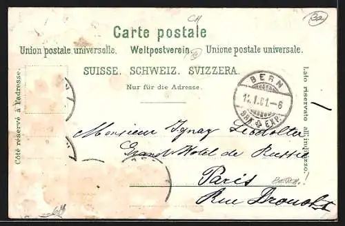 Lithographie Bern, Münster, Bubenberg-Denkmal