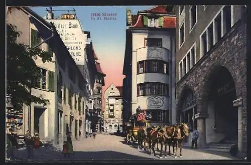 AK St. Moritz, Strasse am Postamt
