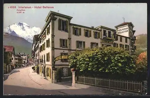 AK Interlaken, Das Hotel Bellevue mit der Jungfrau