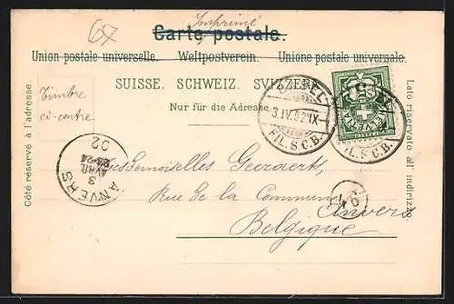 Lithographie Rigi, Aussicht vom Rigi Känzeli