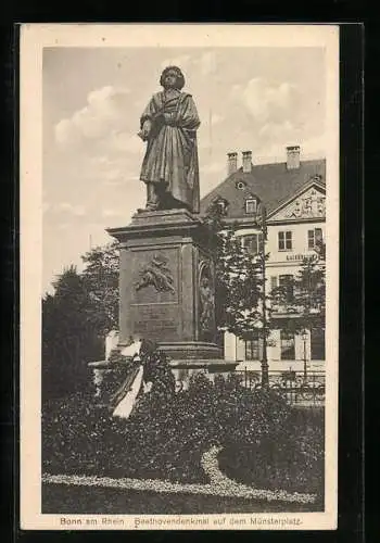 AK Bonn, Beethoven-Denkmal auf dem Münsterplatz