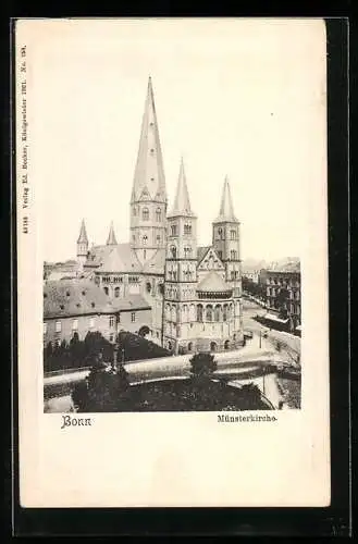AK Bonn, Die Münsterkirche aus der Vogelschau