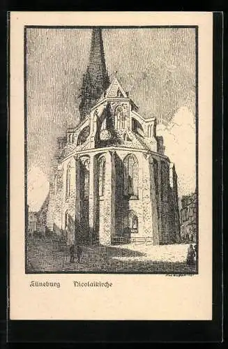 Künstler-AK Lüneburg, Partie an der Nicolaikirche