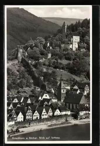 AK Hirschhorn /Neckar, Blick auf Schloss am Berghang