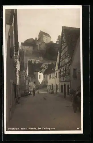 AK Pottenstein /Fränkische Schweiz, Blick in die Fischergasse