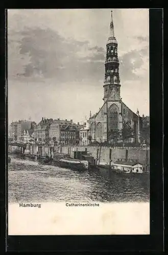 AK Hamburg, Flusspartie an der Catharinenkirche