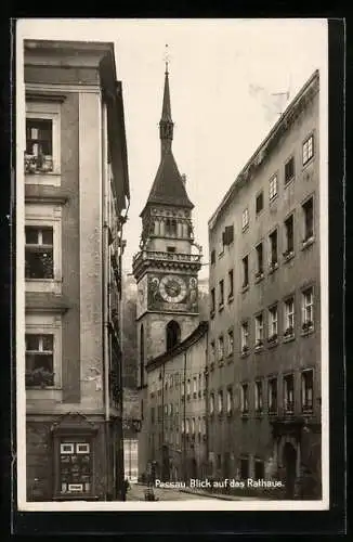 AK Passau, Strassenbild von der Schrottgasse, Rathaus