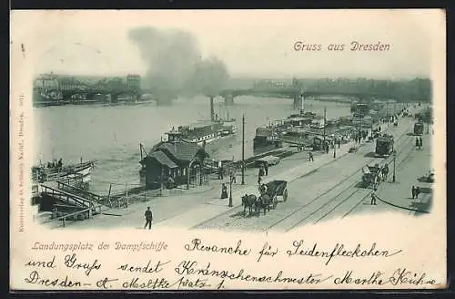AK Dresden, Landungsplatz der Dampfschiffe
