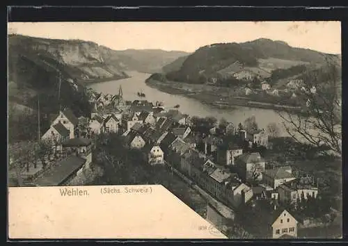 AK Wehlen / Sächs. Schweiz, Totale aus der Vogelschau