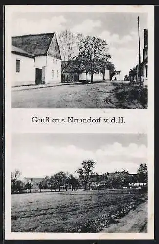 AK Naundorf v. d. H., Strassenpartie mit Gebäudeansicht, Ortspartie